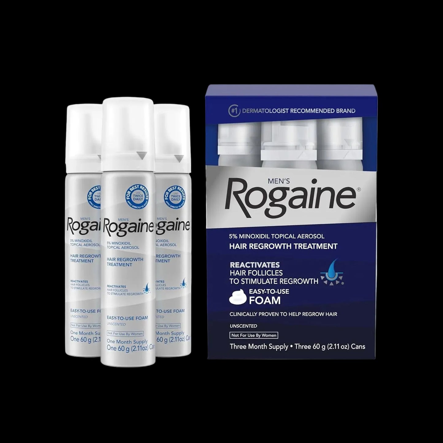 Rogaine for men minoxidil 5% Foam 3 Months [Exp: 09/2027]